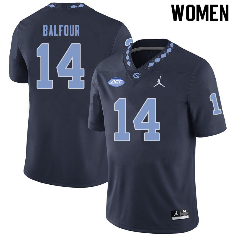 Women #14 Dontae Balfour North Carolina Tar Heels College Football Jerseys Sale-Navy